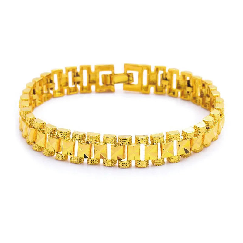 8mm/18.5x12mm Heavy Tank Bracelet 24K Plated Cassical Designs
