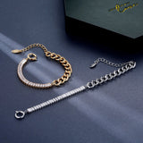 18K Gold Plated Chain Bracelet with Zircon Splicing Design