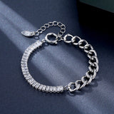 18K Gold Plated Chain Bracelet with Zircon Splicing Design