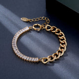 18K Gold Plated Chain Bracelet with Zircon Splicing Design