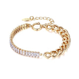 18K Gold Plated Chain Bracelet with Zircon Splicing Design
