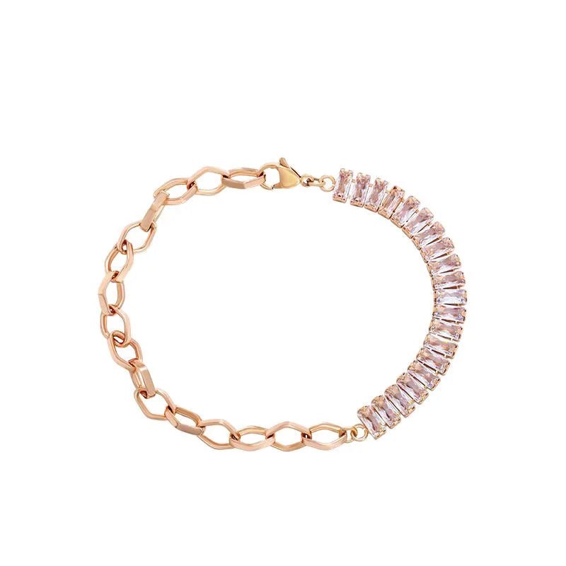 18k Plated Chain Zircon Bracelet for Women Men