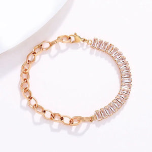 18k Plated Chain Zircon Bracelet for Women Men
