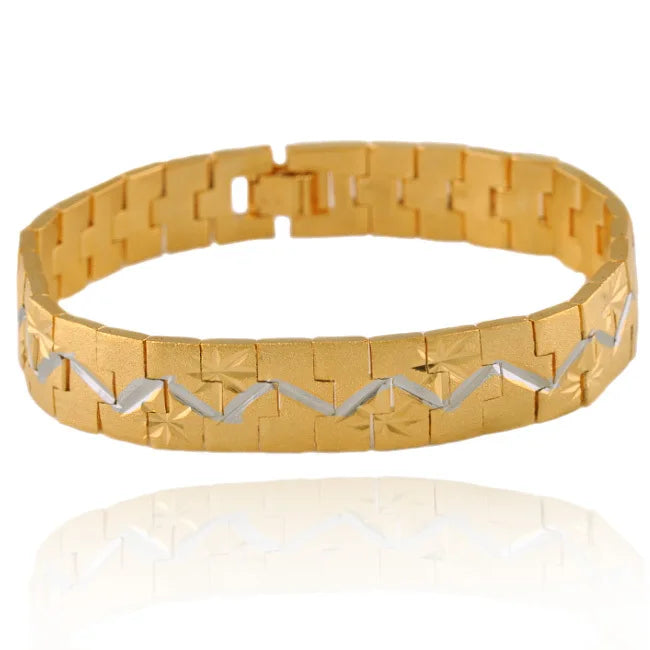 24K Gold Watch Chain Bracelet for Men 12mm Width