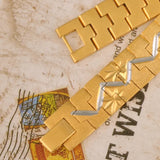 24K Gold Watch Chain Bracelet for Men 12mm Width
