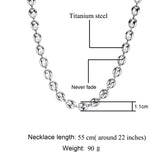 Men's Long Coffee Beans Titanium Steel Necklace, No Fade