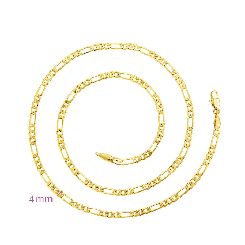 Men's 24k Pure Gold Chain Necklace 24 inches XP European Style