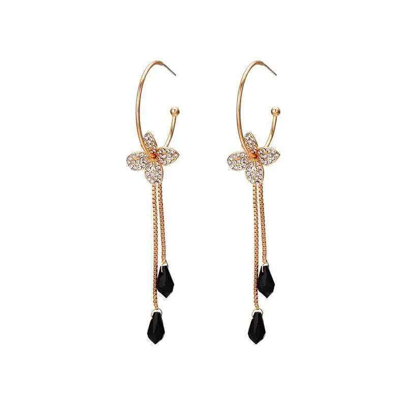 60% off Christmas Long Line Flowers Crystals Drop Earrings for Women Bohemia