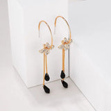 60% off Christmas Long Line Flowers Crystals Drop Earrings for Women Bohemia