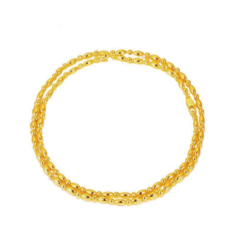 24k Pure 4mm Long Beads Necklaces for Men Women