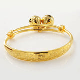 24K Pure Gold Bell Bangles Bracelets Baby Chinese Jewelry Boys Girls