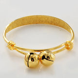 24K Pure Gold Bell Bangles Bracelets Baby Chinese Jewelry Boys Girls