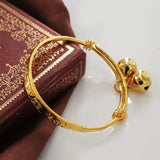 24K Pure Gold Bell Bangles Bracelets Baby Chinese Jewelry Boys Girls