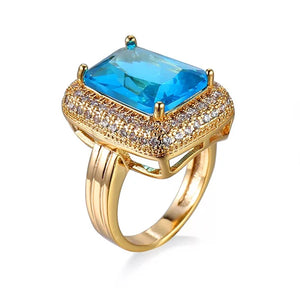 CZ Big Sea Rings For Party Girl 18k Hot Jewelry