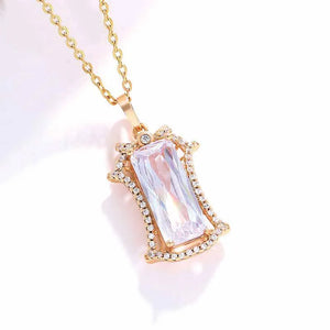 Square Zircon Pendant Necklace with 18 AAA+ Chain