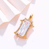 Square Zircon Pendant Necklace with 18 AAA+ Chain