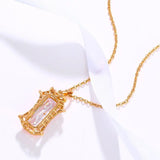 Square Zircon Pendant Necklace with 18 AAA+ Chain
