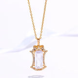 Square Zircon Pendant Necklace with 18 AAA+ Chain