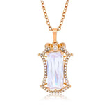 Square Zircon Pendant Necklace with 18 AAA+ Chain