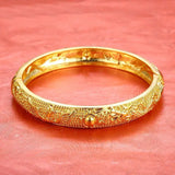 Pure 24k Classic Style Bridal Jewelry Loong Phoenix Bangles Bracelets