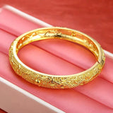 Pure 24k Classic Style Bridal Jewelry Loong Phoenix Bangles Bracelets