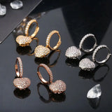 18K Rose Gold Plated Zircon Drop Hearts Earrings