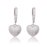18K Rose Gold Plated Zircon Drop Hearts Earrings