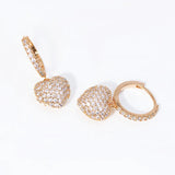 18K Rose Gold Plated Zircon Drop Hearts Earrings