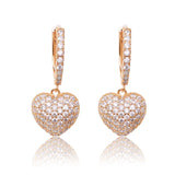 18K Rose Gold Plated Zircon Drop Hearts Earrings