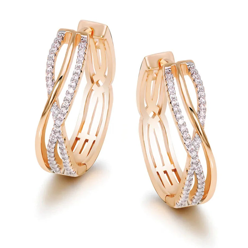 18k Mix Jewelry Zircon Big Hoop Earrings for Women