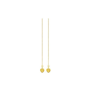 Heart Long Line Drop Earrings 24k Pure Lead and Nickel