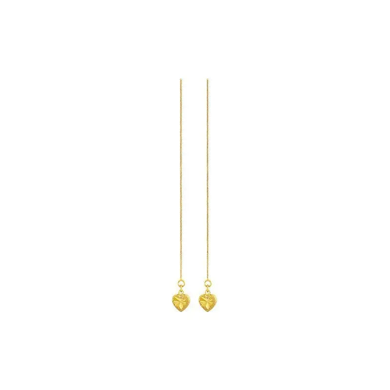 Heart Long Line Drop Earrings 24k Pure Lead and Nickel