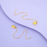 Heart Long Line Drop Earrings 24k Pure Lead and Nickel