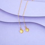 Heart Long Line Drop Earrings 24k Pure Lead and Nickel