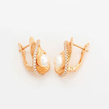 Pearl Hoop Earrings 18K Plated Zircon