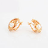 Pearl Hoop Earrings 18K Plated Zircon