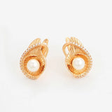 Pearl Hoop Earrings 18K Plated Zircon
