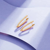 Elegant 18k V Shaped Zircon Hoop Earrings for Women