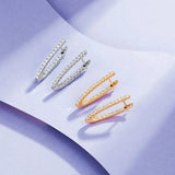 Elegant 18k V Shaped Zircon Hoop Earrings for Women