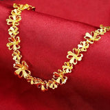 24K Pure Gold Flowers Chain Bracelet for Women Jewelry