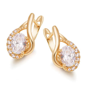 18k Zircon Hoop Earrings AAA+ Nickel