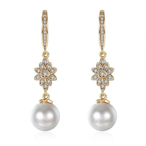 10mm Pearl Drop Earrings, Elegant Women's Jewelry