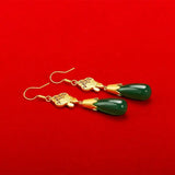 Green Long Drop Earrings 24k Pure Lead Nickel Free
