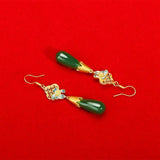 Green Long Drop Earrings 24k Pure Lead Nickel Free