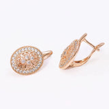 Zircon Hoop Earrings Hollow Flowers Pattern 18 k Good