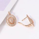 Zircon Hoop Earrings Hollow Flowers Pattern 18 k Good