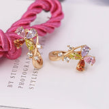 Multicolor Zircon Flowers Hoop Earrings 18k Jewelry