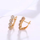 Long Zircon Hoop Earrings 18K CZ AAA+ Nickel