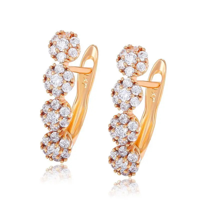 Long Zircon Hoop Earrings 18K CZ AAA+ Nickel