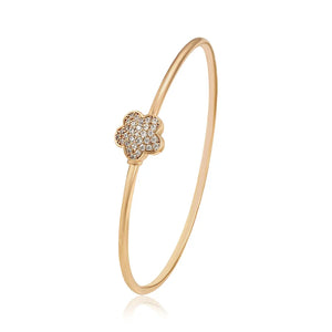 Lovely Flowers Zircon Bangle Bracelet for Young Women 18k High